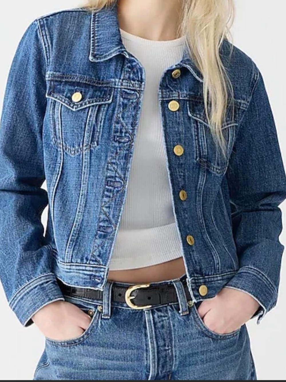 J. Crew Blue Denim Cropped Trucker Jacket